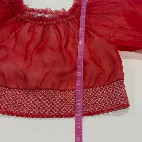 Alice + Olivia off the shoulder semi sheer Women's blouse in red size small